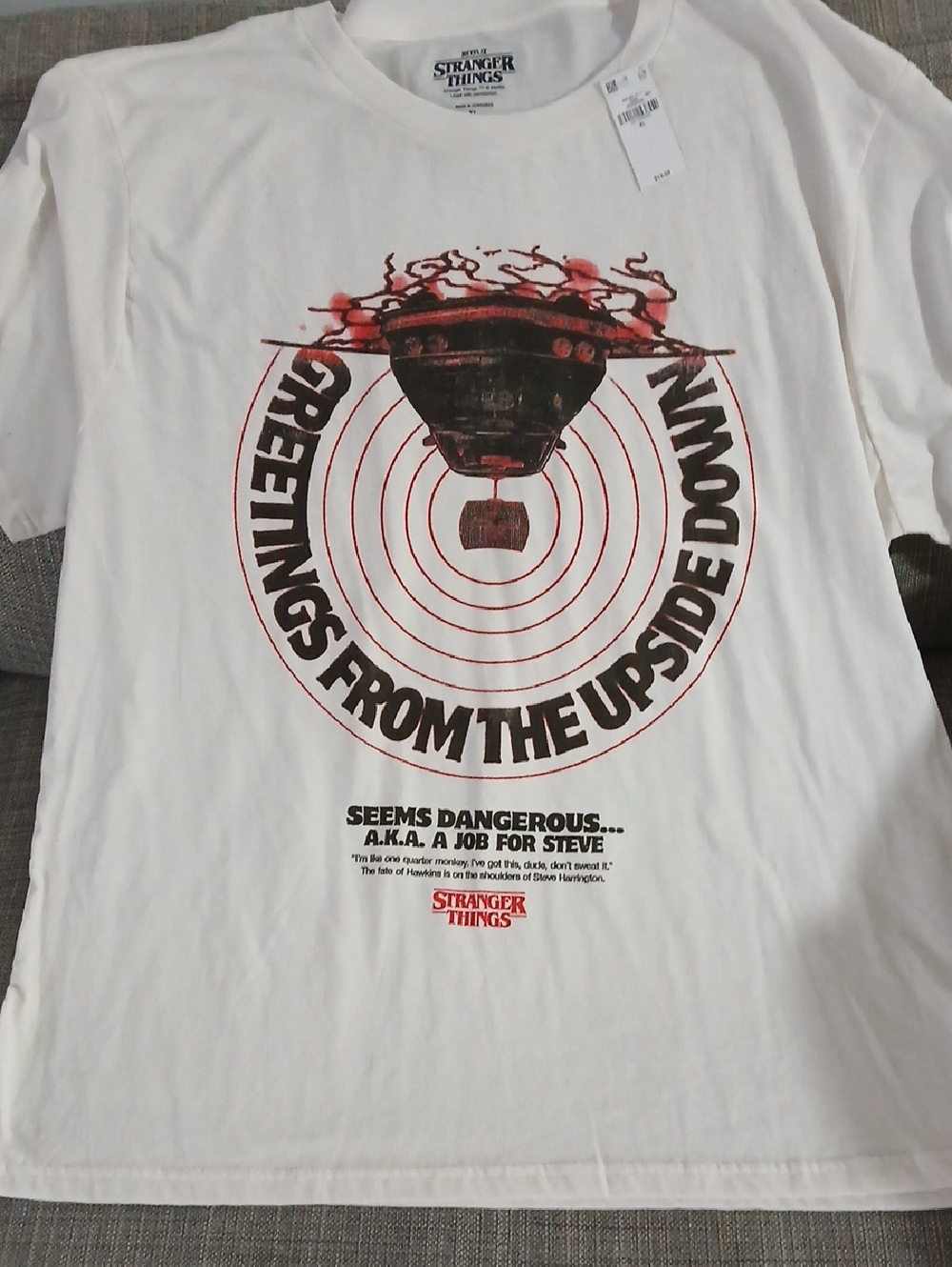 Netflix Stranger Things White T-Shirt with Red and Black Graphic